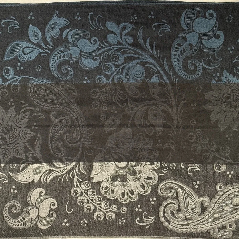 West Loop Scarf Fringe Paisley Floral Long Blue‎ Grey Black Pashmina Wrap